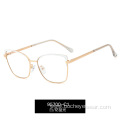 Trendy spectacle frame two-color flat lens female Amazon metal anti blue light spectacle frame can be equipped with myopia glass